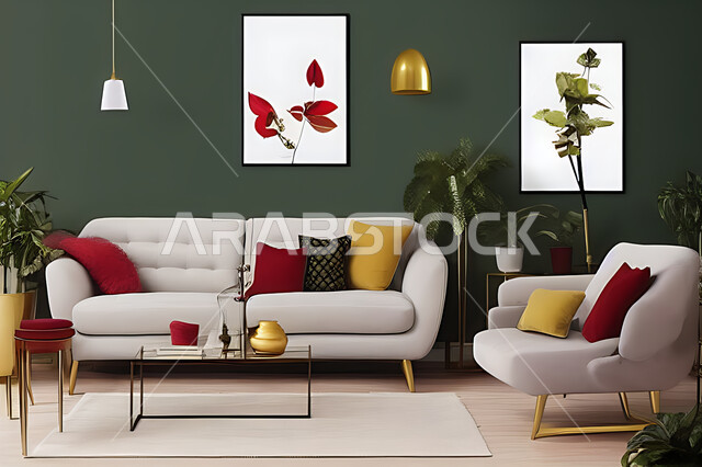 غرفة معيشة بتصاميم عصرية حديثه، ديكورات داخليه، غرفة جلوس, أثاث منزلي راقي، تصاميم عصرية فاخرة، شقق وفلل سكنية, فنادق ومنتجعات فاخره ، ديكور داخلي باللون الأحمر