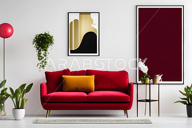 غرفة معيشة بتصاميم عصرية حديثه، ديكورات داخليه، غرفة جلوس, أثاث منزلي راقي، تصاميم عصرية فاخرة، شقق وفلل سكنية, فنادق ومنتجعات فاخره ، ديكور داخلي باللون الأحمر