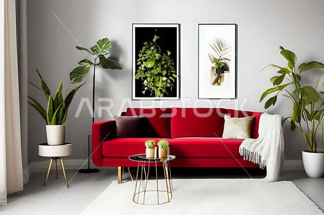 غرفة معيشة بتصاميم عصرية حديثه، ديكورات داخليه، غرفة جلوس, أثاث منزلي راقي، تصاميم عصرية فاخرة، شقق وفلل سكنية, فنادق ومنتجعات فاخره ، ديكور داخلي باللون الأحمر