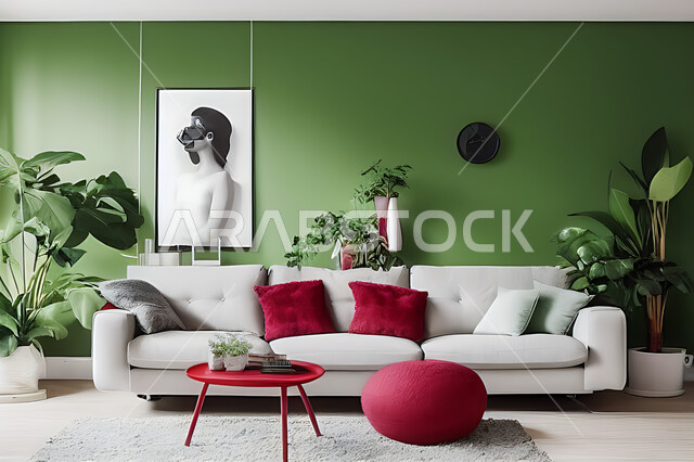 غرفة معيشة بتصاميم عصرية حديثه، ديكورات داخليه، غرفة جلوس, أثاث منزلي راقي، تصاميم عصرية فاخرة، شقق وفلل سكنية, فنادق ومنتجعات فاخره ، ديكور داخلي باللون الأحمر