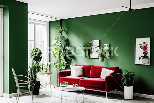 غرفة معيشة بتصاميم عصرية حديثه، ديكورات داخليه، غرفة جلوس, أثاث منزلي راقي، تصاميم عصرية فاخرة، شقق وفلل سكنية, فنادق ومنتجعات فاخره ، ديكور داخلي باللون الأحمر