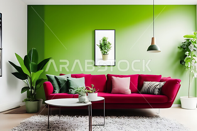 غرفة معيشة بتصاميم عصرية حديثه، ديكورات داخليه، غرفة جلوس, أثاث منزلي راقي، تصاميم عصرية فاخرة، شقق وفلل سكنية, فنادق ومنتجعات فاخره ، ديكور داخلي باللون الأحمر