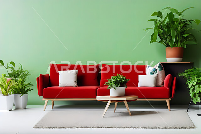 غرفة معيشة بتصاميم عصرية حديثه، ديكورات داخليه، غرفة جلوس, أثاث منزلي راقي، تصاميم عصرية فاخرة، شقق وفلل سكنية, فنادق ومنتجعات فاخره ، ديكور داخلي باللون الأحمر