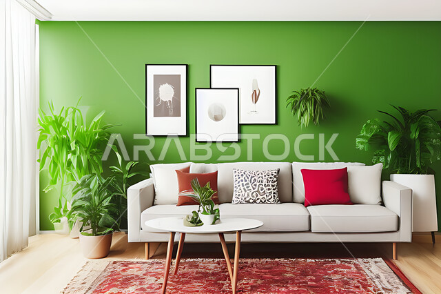 غرفة معيشة بتصاميم عصرية حديثه، ديكورات داخليه، غرفة جلوس, أثاث منزلي راقي، تصاميم عصرية فاخرة، شقق وفلل سكنية, فنادق ومنتجعات فاخره ، ديكور داخلي باللون الأحمر