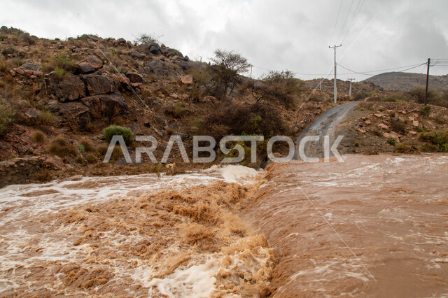 Rainwater torrents in Al-Murabba Park in Ahad Rufaidah Governorate in ...