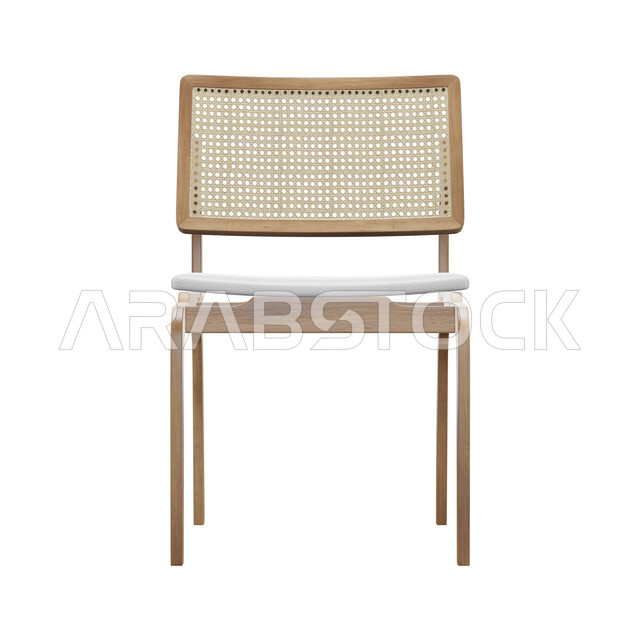 كرسي مقعد فردي معزول على خلفية بيضاء ، عرض ثلاثي الأبعاد ، تصميم حديث لكرسي مقعد فردي مريح