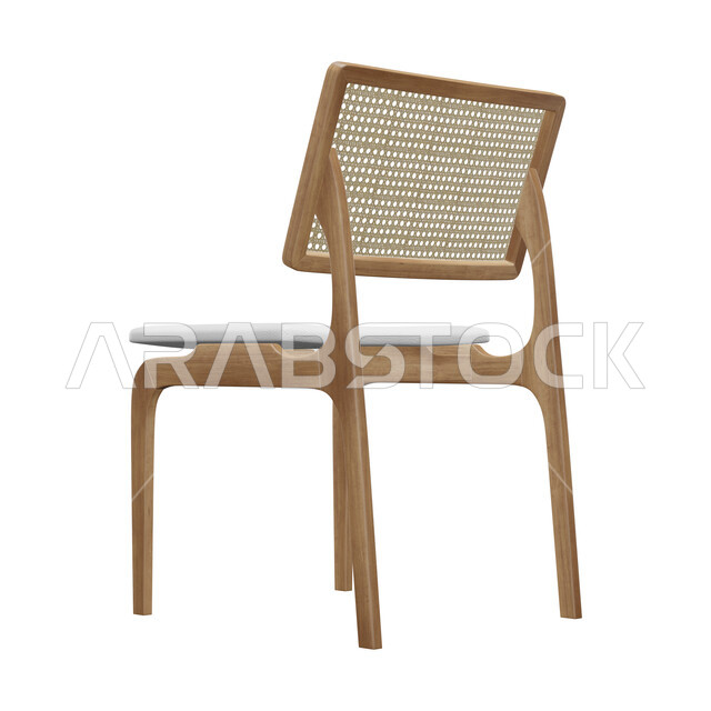 كرسي مقعد فردي معزول على خلفية بيضاء ، عرض ثلاثي الأبعاد ، تصميم حديث لكرسي مقعد فردي مريح