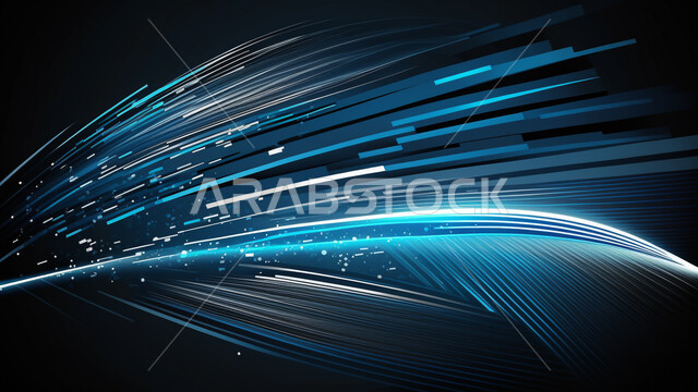 3D shapes and graphics, radiant lines, luminous flash, future technology, digital development, abstract background