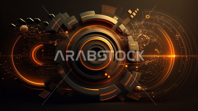 3D shapes and graphics, digital gates, radiant lines, luminous flash, future technology, digital development, digital background