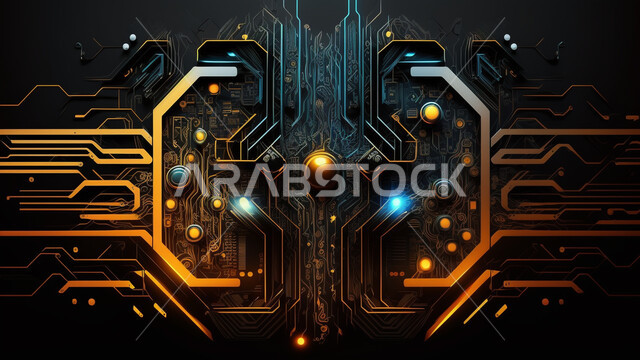 اشكال ورسومات ثلاثية الابعاد، بوابات رقمية، خطوط مشعة، وميض مضيء، تكنولوجيا المستقبل، التطور الرقمي، خلفية رقمية