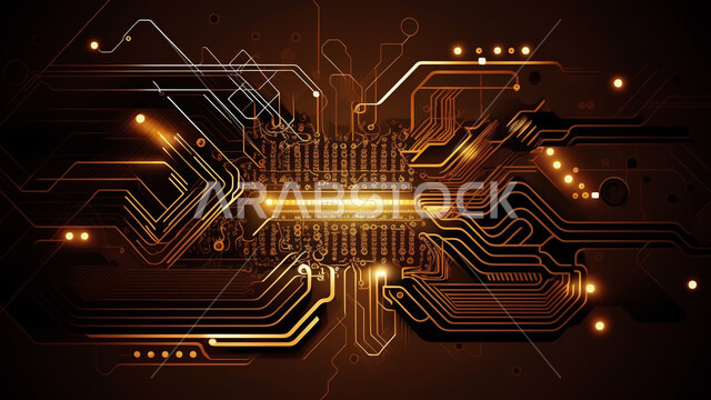 اشكال ورسومات ثلاثية الابعاد، شرائح الكترونية، خطوط مشعة، وميض مضيء، تكنولوجيا المستقبل، التطور الرقمي، خلفية رقمية