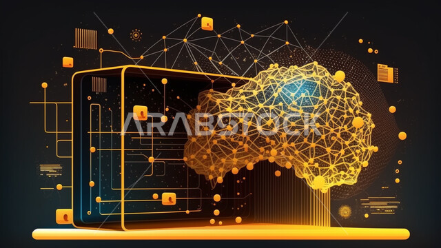 اشكال ورسومات ثلاثية الابعاد، خطوط شبكية متوهجة، خطوط مشعة، وميض مضيء، تكنولوجيا المستقبل، التطور الرقمي، خلفية رقمية