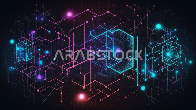 اشكال ورسومات ثلاثية الابعاد، خطوط شبكية متوهجة، اشكال هندسية، خطوط مشعة، وميض مضيء، تكنولوجيا المستقبل، التطور الرقمي، خلفية رقمية