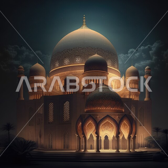 مجسمات رمضانيه ثلاثية الابعاد , هلال رمضان, زينة شهر رمضان, مناسبات و اعياد دينية ، إضاءه وزينة، ديكور رمضاني , خلفية رمضان