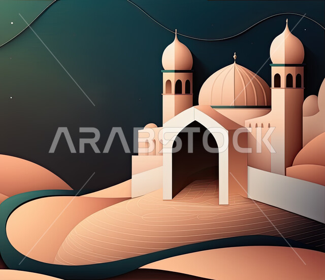 مسجد اسلامي ثلاثي الابعاد , رمضان, مناسبات دينية ، خلفية اسلامية