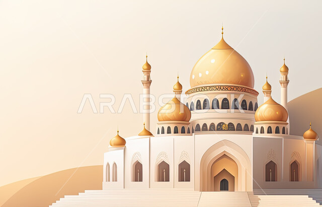 A three-dimensional Islamic mosque, Ramadan, religious occasions, an Islamic background