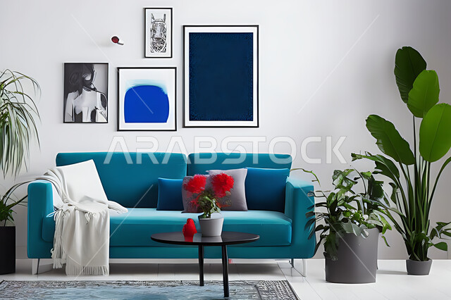 Living room with modern modern designs, living room, interior decorations, hanging paintings, antiques and accessories, upscale home furniture, modern designs, apartments and villas, interior decoration