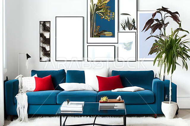 Living room with modern modern designs, living room, interior decorations, hanging paintings, antiques and accessories, upscale home furniture, modern designs, apartments and villas, interior decoration