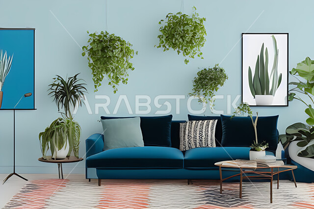 Living room with modern modern designs, living room, interior decorations, hanging paintings, antiques and accessories, upscale home furniture, modern designs, apartments and villas, interior decoration