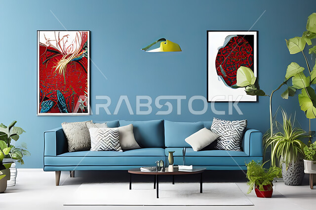 Living room with modern modern designs, living room, interior decorations, hanging paintings, antiques and accessories, upscale home furniture, modern designs, apartments and villas, interior decoration