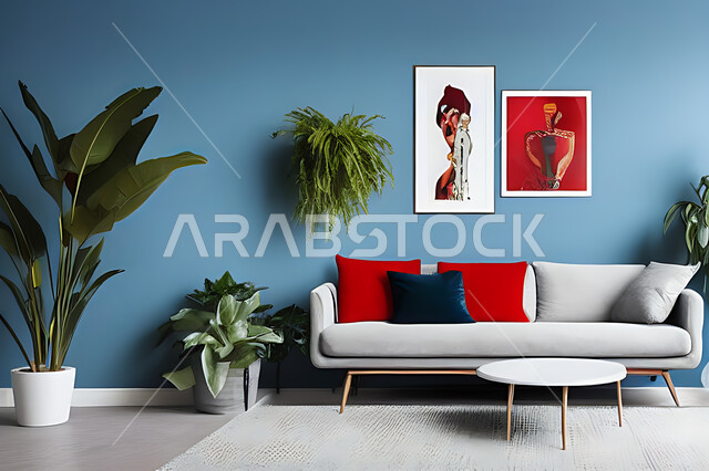 Living room with modern modern designs, living room, interior decorations, hanging paintings, antiques and accessories, upscale home furniture, modern designs, apartments and villas, interior decoration