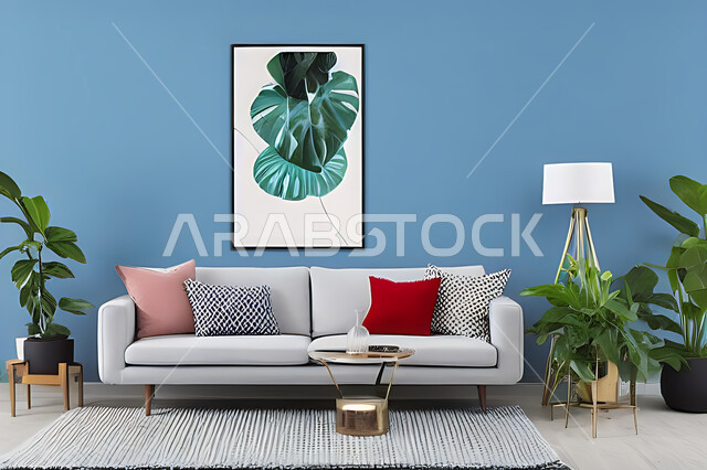 Living room with modern modern designs, living room, interior decorations, hanging paintings, antiques and accessories, upscale home furniture, modern designs, apartments and villas, interior decoration