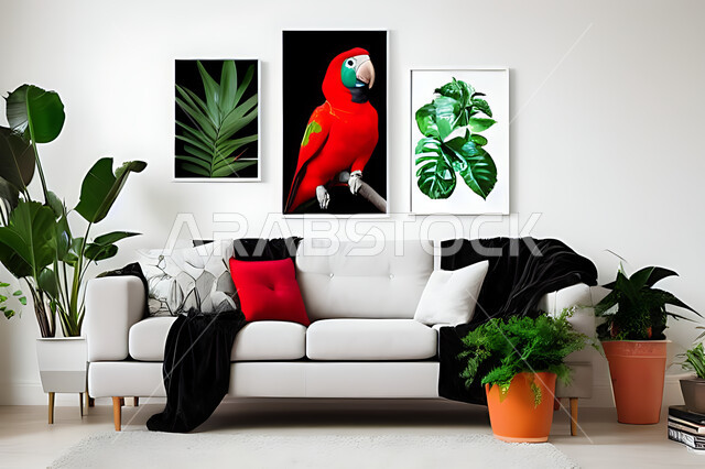 Living room with modern modern designs, living room, interior decorations, hanging paintings, antiques and accessories, upscale home furniture, modern designs, apartments and villas, interior decoration