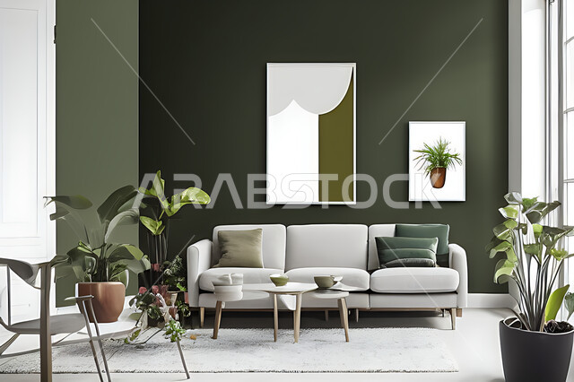 Living room with modern modern designs, living room, interior decorations, hanging paintings, antiques and accessories, upscale home furniture, modern designs, apartments and villas, interior decoration