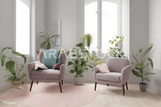 Room with modern modern designs, interior decorations, hanging paintings, antiques and accessories, upscale home furnishings, modern designs, apartments and villas, interior decoration