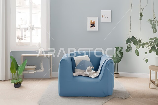 Living room with modern modern designs, living room, interior decorations, hanging paintings, antiques and accessories, upscale home furniture, modern designs, apartments and villas, interior decorationازرق