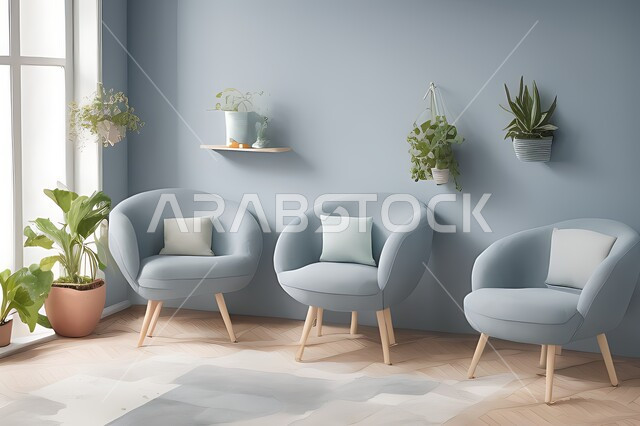 Living room with modern modern designs, living room, interior decorations, hanging paintings, antiques and accessories, upscale home furniture, modern designs, apartments and villas, interior decorationازرق