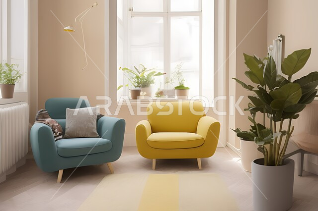 Living room with modern modern designs, living room, interior decorations, hanging paintings, antiques and accessories, upscale home furnishings, modern designs, apartments and villas, interior decor.