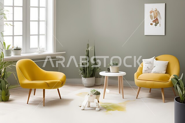 Living room with modern modern designs, living room, interior decorations, hanging paintings, antiques and accessories, upscale home furnishings, modern designs, apartments and villas, interior decor.