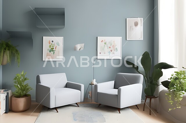 Living room with modern modern designs, living room, interior decorations, hanging paintings, antiques and accessories, upscale home furniture, modern designs, apartments and villas, interior decoration