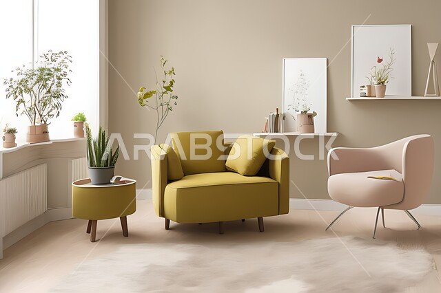 Living room with modern modern designs, living room, interior decorations, hanging paintings, antiques and accessories, upscale home furniture, modern designs, apartments and villas, interior decoration