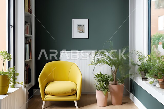 غرفة معيشه بتصاميم عصرية حديثه، غرفة جلوس, ديكورات داخليه، لوحات فنيه معلقه, تحف و إكسسوارات, أثاث منزلي راقي، تصاميم عصرية ، شقق وفلل سكنية ، ديكور داخلي, اللون الاصفر