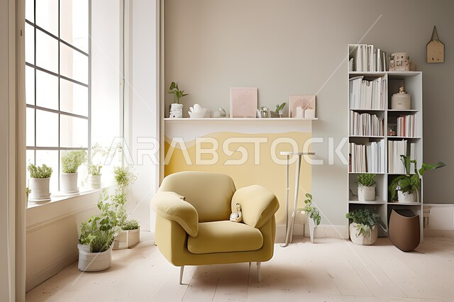 غرفة معيشه بتصاميم عصرية حديثه، غرفة جلوس, ديكورات داخليه، لوحات فنيه معلقه, تحف و إكسسوارات, أثاث منزلي راقي، تصاميم عصرية ، شقق وفلل سكنية ، ديكور داخلي, اللون الاصفر