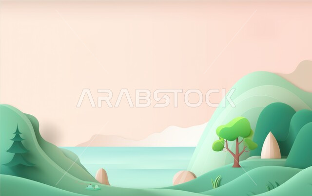 مجسم الكرة الأرضية ثلاثية الابعاد ،  الأرض مع زهور وأشجار ،  مجسم الكرة الأرضية ، طبيعة ، كوكب الأرض ، يوم البيئة ،  حول العالم. 