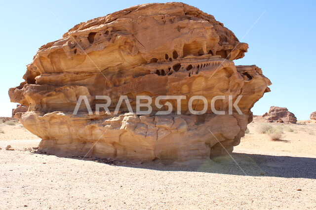 Rock formations in the desert regions of Al-Ula Governorate in the Kingdom of Saudi Arabia, ancient historical monuments, desert nature, mountain heights, Saudi tourist places