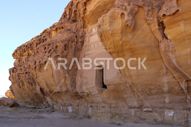 Natural rock formations in Al-Ula Governorate in the Kingdom of Saudi Arabia, desert areas, ancient historical monuments in Al-Ula, natural rocky mountains, mountain heights, tourist places in Saudi Arabia, desert nature