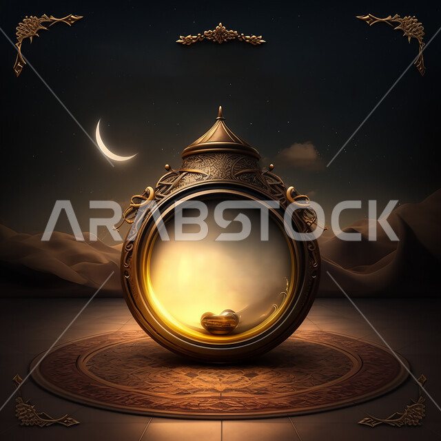 فانوس رمضان الإسلامي, رمضان كريم, هلال رمضان, خلفية السماء, برواز لفانوس رمضان المبارك .