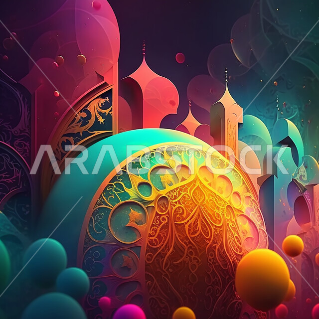 مجسمات رمضانيه ثلاثية الابعاد , هلال رمضان, زينة شهر رمضان, مناسبات و اعياد دينية ، إضاءه وزينة، ديكور رمضاني , خلفية رمضان