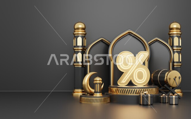 خلفية إسلامية لقاعدة عرض ثلاثية الأبعاد ، رمضان كريم ، مجسمات إسلاميات ، إسلاميات ، عروض رمضانية ، خلفية رمادية