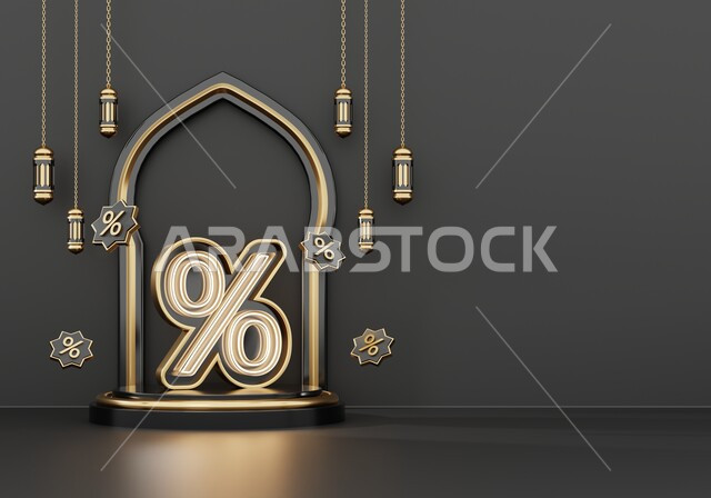 خلفية إسلامية لقاعدة عرض ثلاثية الأبعاد ، رمضان كريم ، مجسمات إسلاميات ، إسلاميات ، عروض رمضانية ، خلفية رمادية