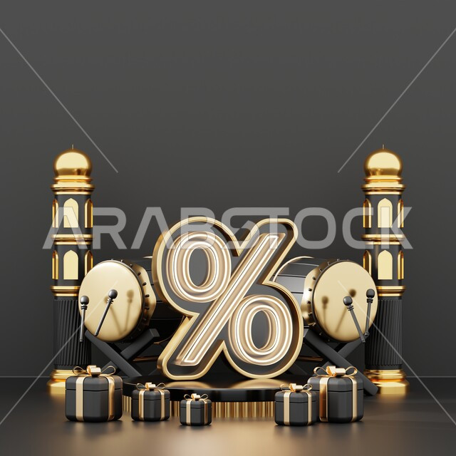 خلفية إسلامية لقاعدة عرض ثلاثية الأبعاد ، رمضان كريم ، مجسمات إسلاميات ، إسلاميات ، عروض رمضانية ، خلفية رمادية