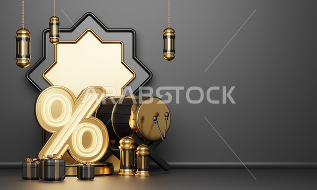 خلفية إسلامية لقاعدة عرض ثلاثية الأبعاد ، رمضان كريم ، مجسمات إسلاميات ، إسلاميات ، عروض رمضانية ، خلفية رمادية