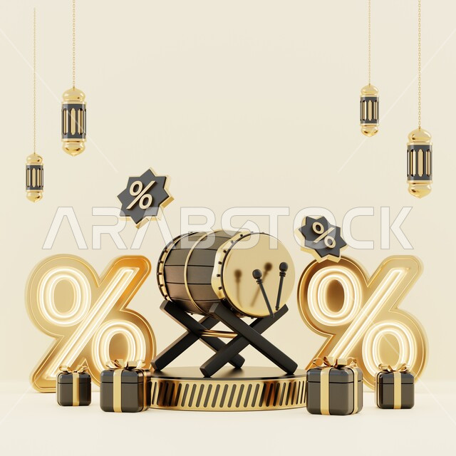 خلفية إسلامية لقاعدة عرض ثلاثية الأبعاد ، رمضان كريم ، مجسمات إسلاميات ، إسلاميات ، عروض رمضانية ، خلفية بيج