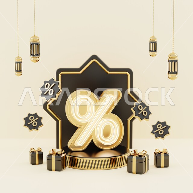 خلفية إسلامية لقاعدة عرض ثلاثية الأبعاد ، رمضان كريم ، مجسمات إسلاميات ، إسلاميات ، عروض رمضانية ، خلفية بيج