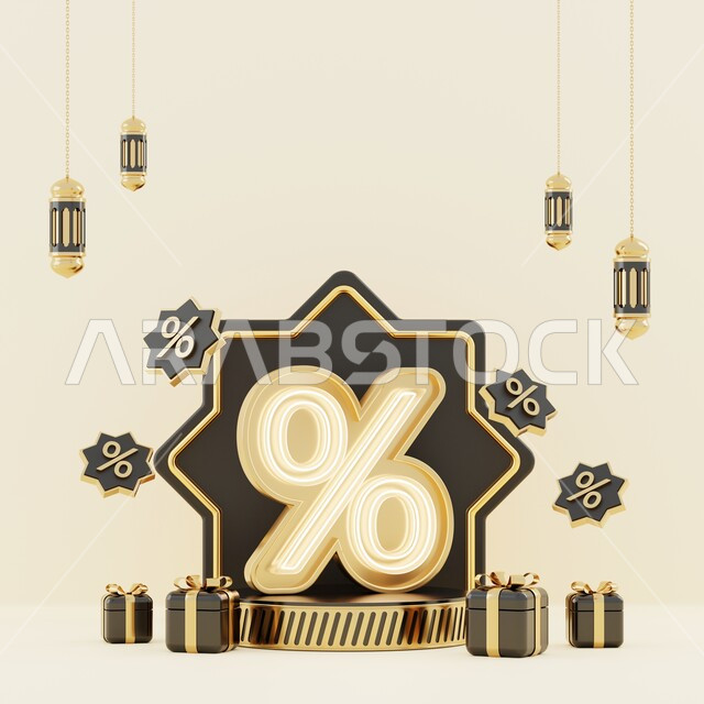 خلفية إسلامية لقاعدة عرض ثلاثية الأبعاد ، رمضان كريم ، مجسمات إسلاميات ، إسلاميات ، عروض رمضانية ، خلفية بيج