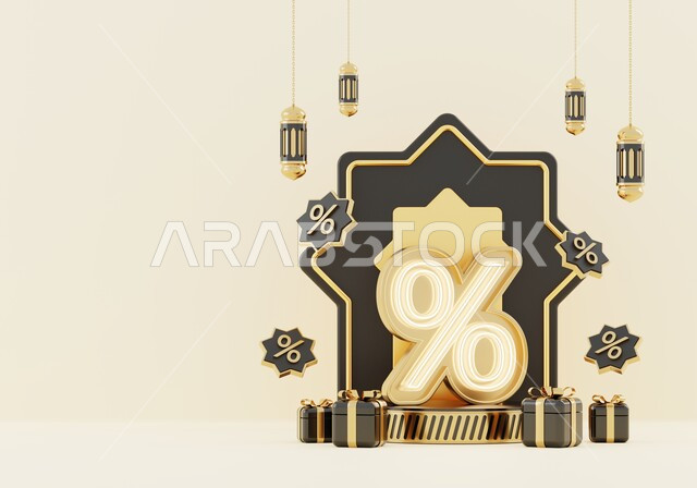 خلفية إسلامية لقاعدة عرض ثلاثية الأبعاد ، رمضان كريم ، مجسمات إسلاميات ، إسلاميات ، عروض رمضانية ، خلفية بيج